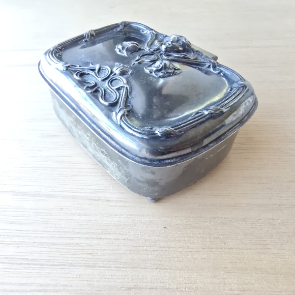 Antique Silverplated Casket Trinket Box - Picture 3 of 7